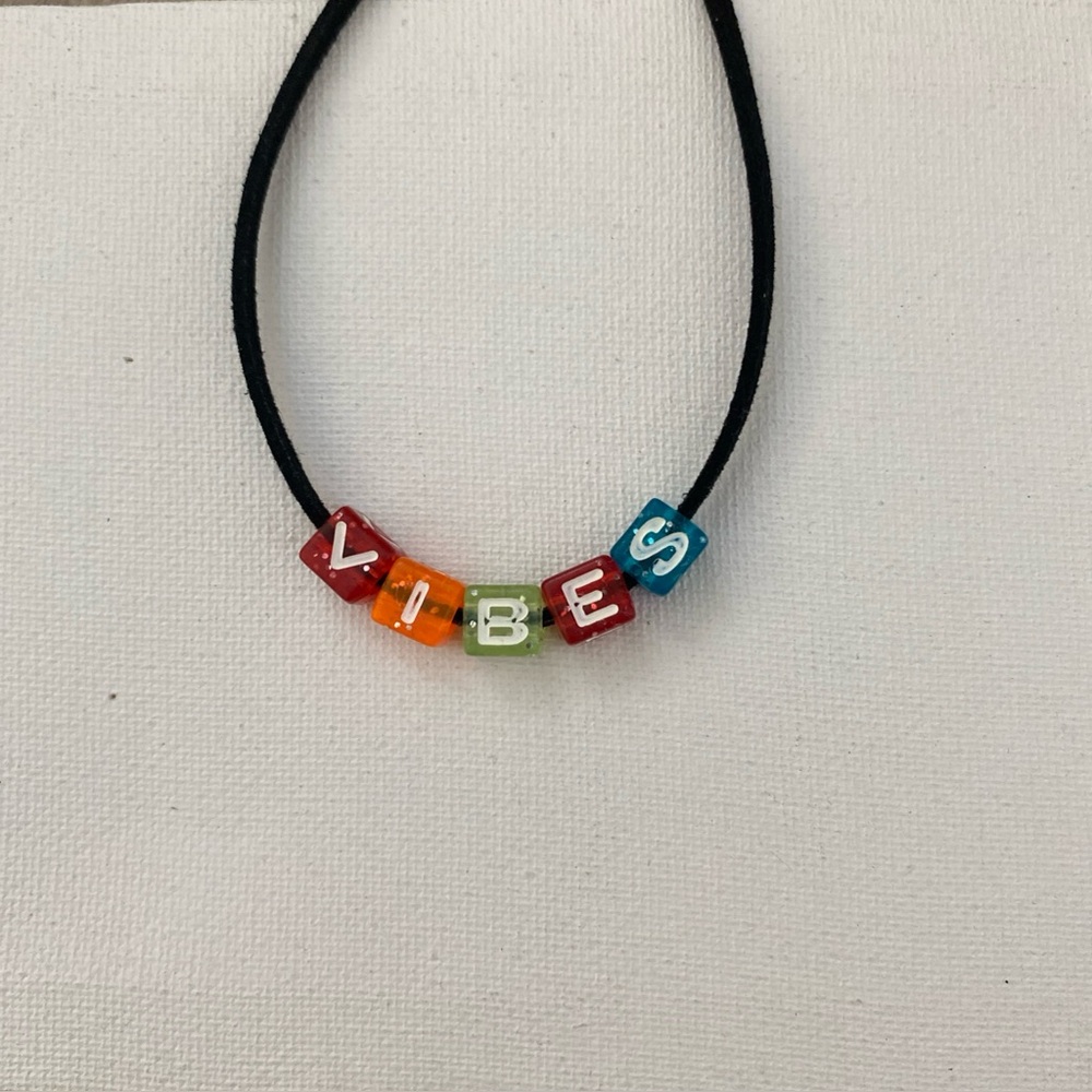 Rainbow square bead colorful choker ‘vibes’ faux suede black ddlg / 3 for $15